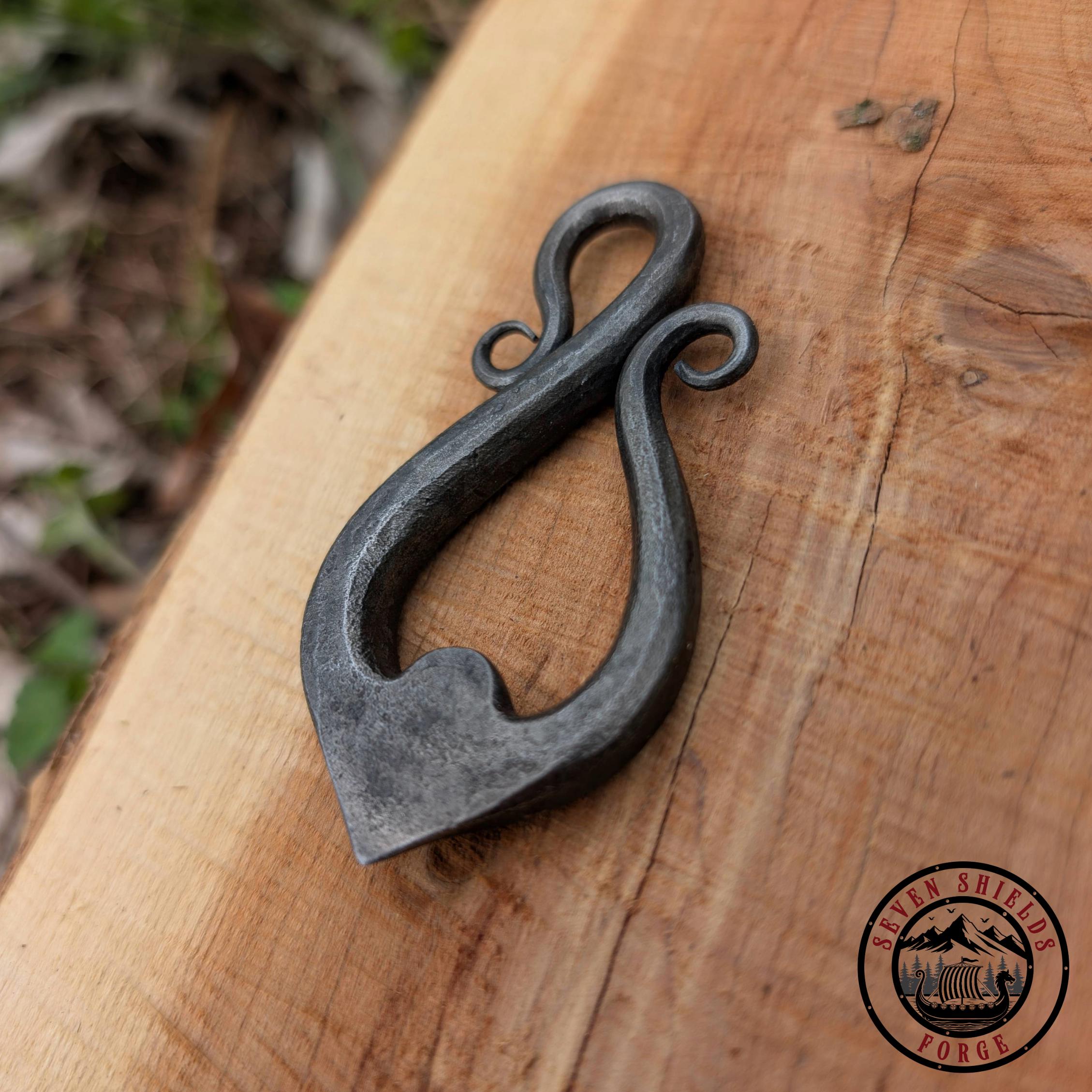 Hand forged Bottle Opener W/ Can Punch